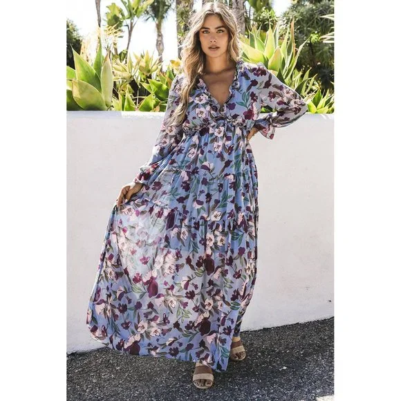 Wild Lotus Ruffle Tiered Maxi Dress - Picture 4 of 16